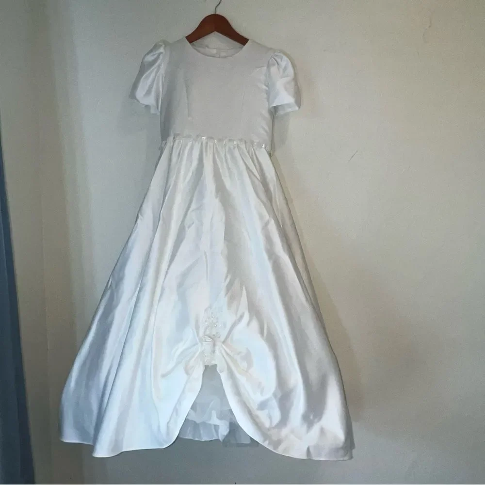 Tip Top White Formal Dress with Cap Sleeves